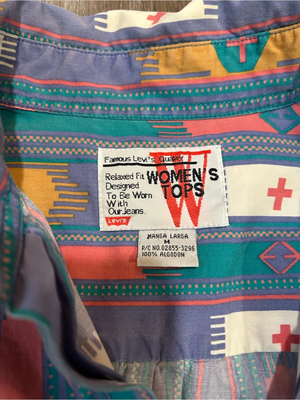 Vintage Levi's Western Shirt Southwestern Aztec Pattern Button Down Top M - Picture 6 of 9
